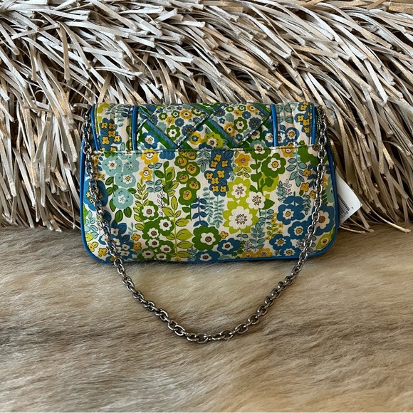 New VERA BRADLEY English Meadow 2011 Petite Chain Bag Clutch Blue Green Floral - Picture 6 of 15